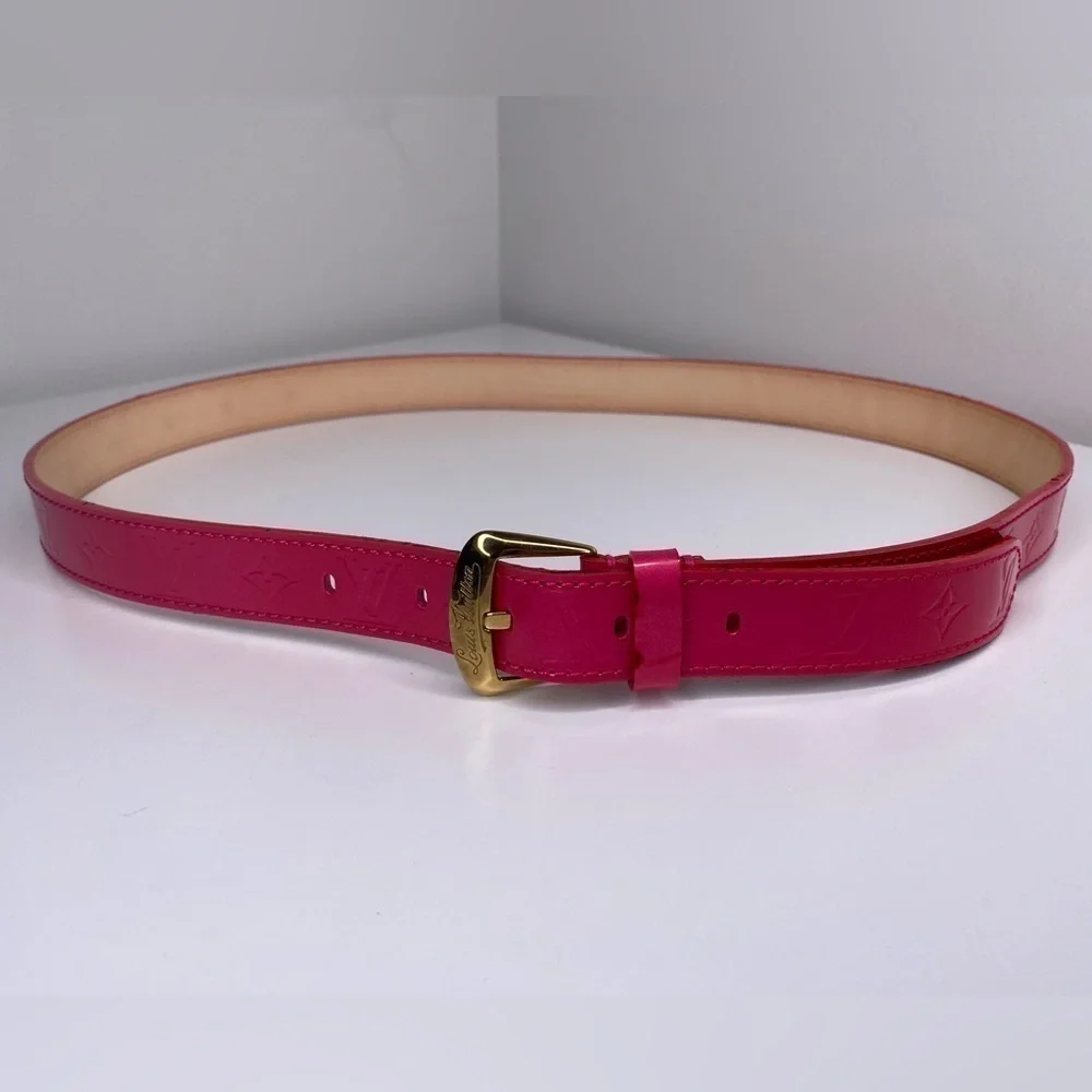 Louis Vuitton Belt Pink Patent Leather Belt